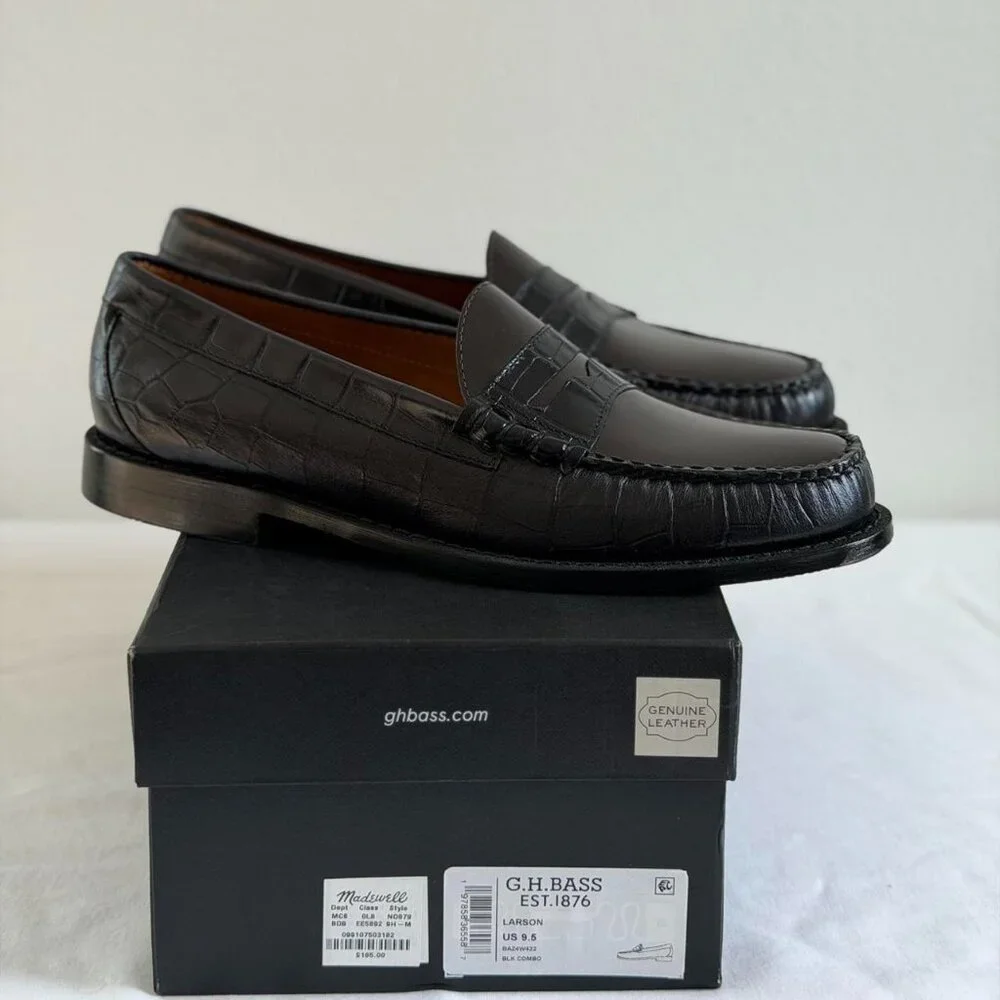 Madewell x G.H.BASS Larson Weejuns Loafers in Black Dark Brown, Size 9.5 - Picture 2 of 9